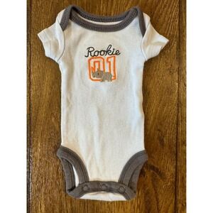 Vintage Child Of Mine Preemie Baby Boy Outfit Bodysuit Rookie Rhino Short Sleeve